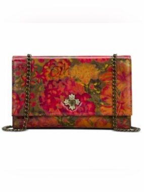 Patricia Nash Giada Crossbody Bag Floral Oil Paint Leather Chain Strap Purse NWT